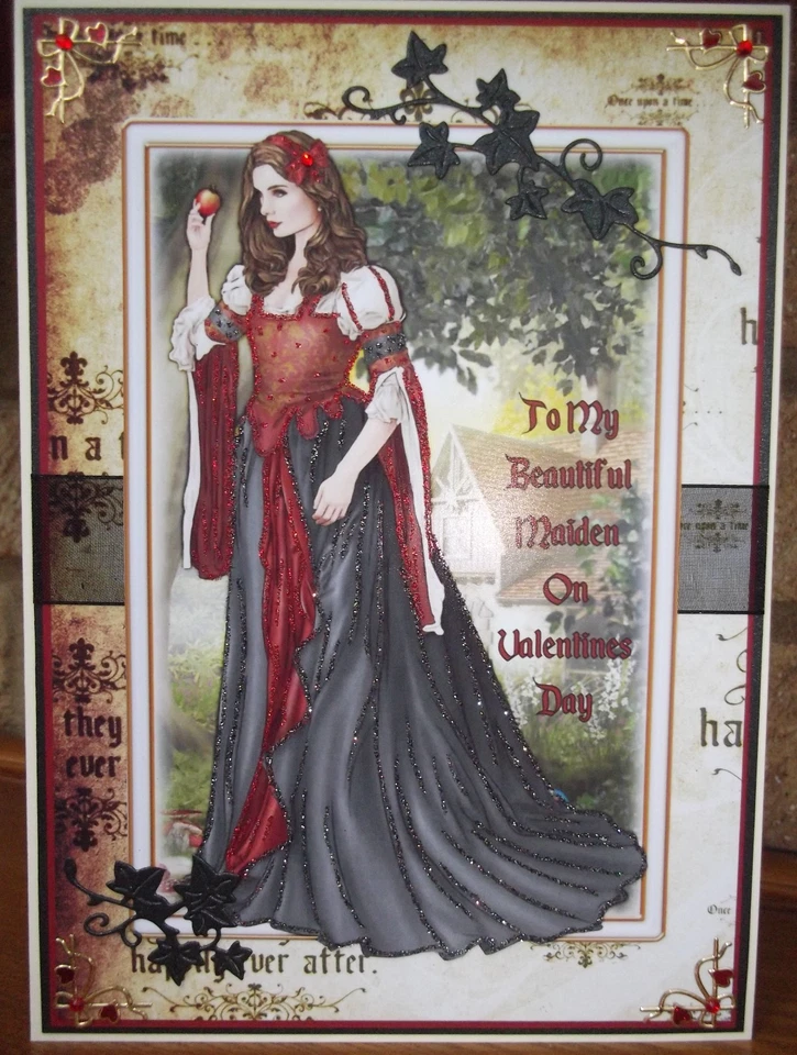 Tarjeta de día de San Valentín pagana personalizada gótica medieval cuento de hadas doncella Foto 2 de 4