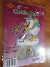Stork Baby Shower Centerpiece Decor 2001 Beistle 8" Honeycomb Cuddle-time NOS