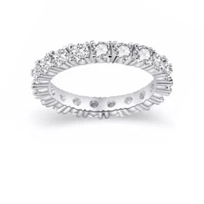 3mm Sterling Silver 925 Plated Women's CZ Round Eternity Wedding Band Ring