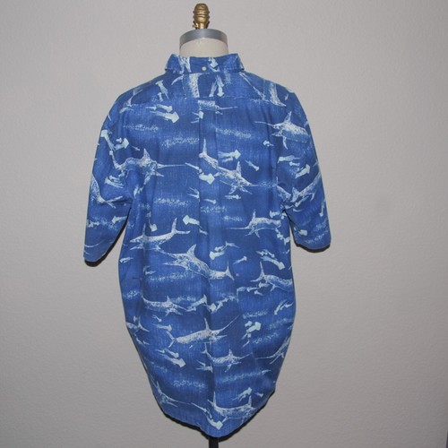 Reyn Spooner Men's 3XL Pullover Hawaiian Shirt Swordfish Squid Gyotaku by Naoki - Picture 2 of 8