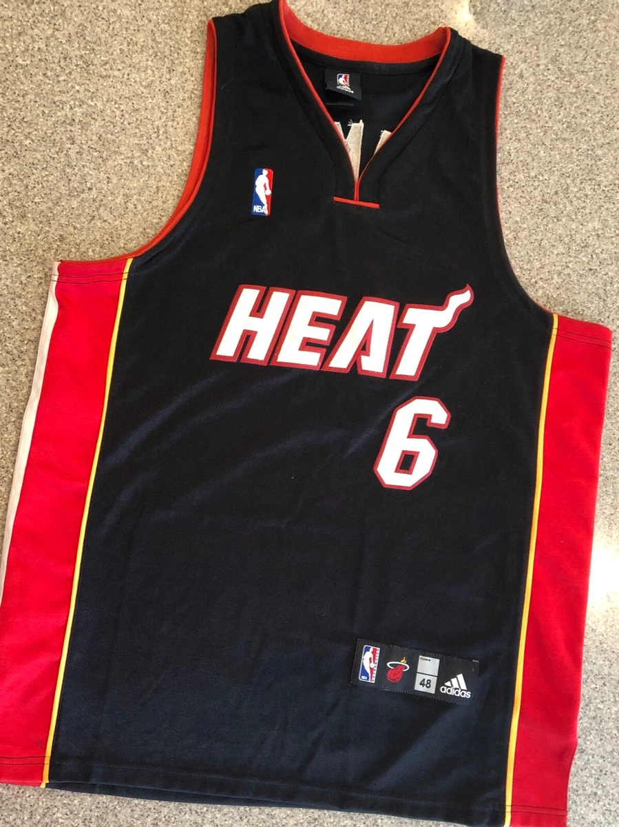 Miami Heat 6 LeBron James NEW Black Jersey Black-Red Number Cheap