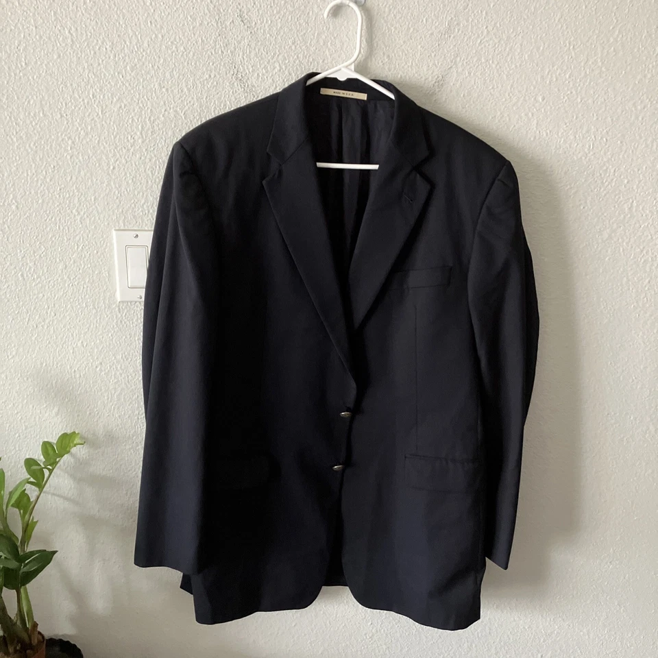 VTG Burberry Kensington Mens 42L Long Blue 100% Wool Made in USA Blazer - Image 2 of 4