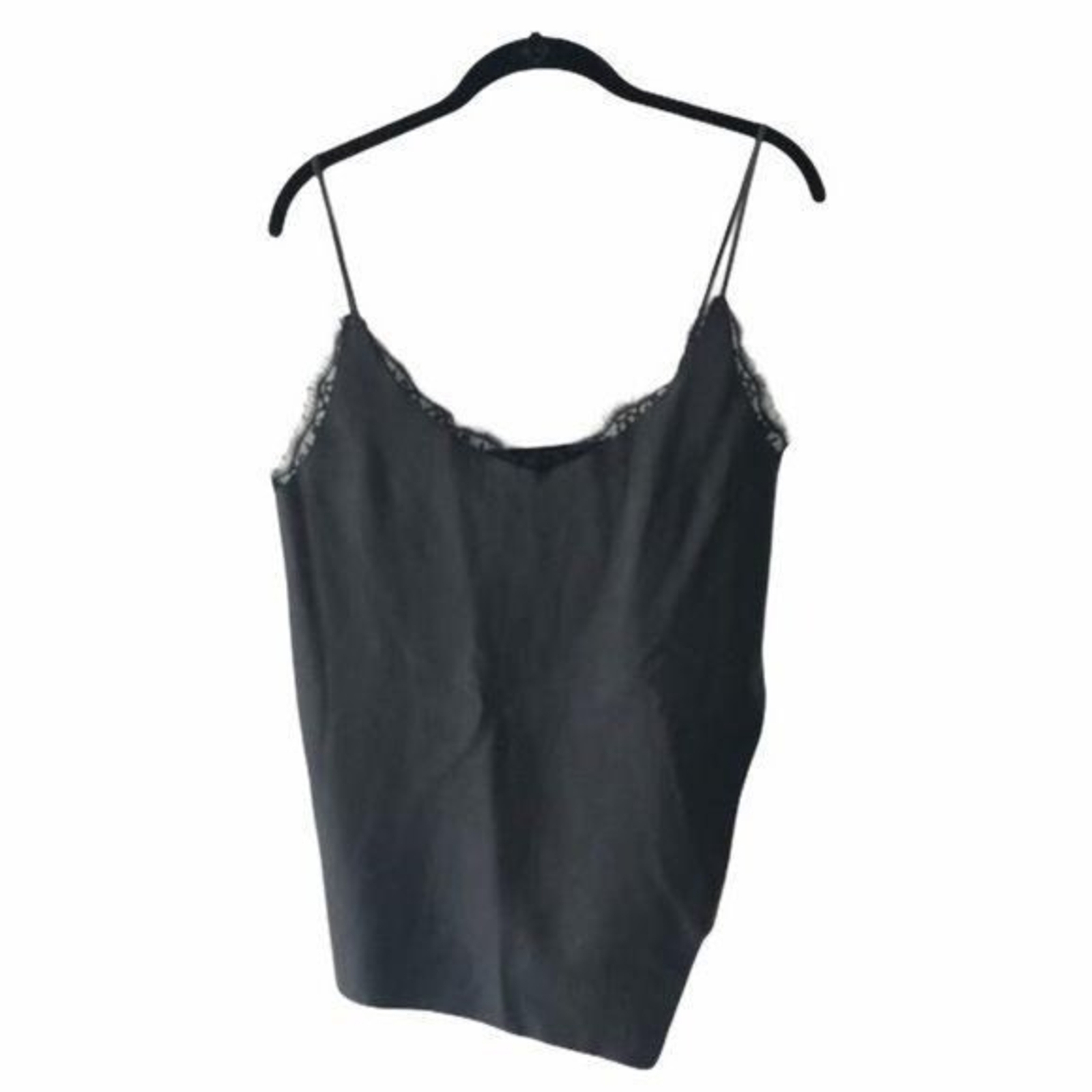 Zara Faux Leather Asymmetrical Black Lace Tank Top Si… Gem