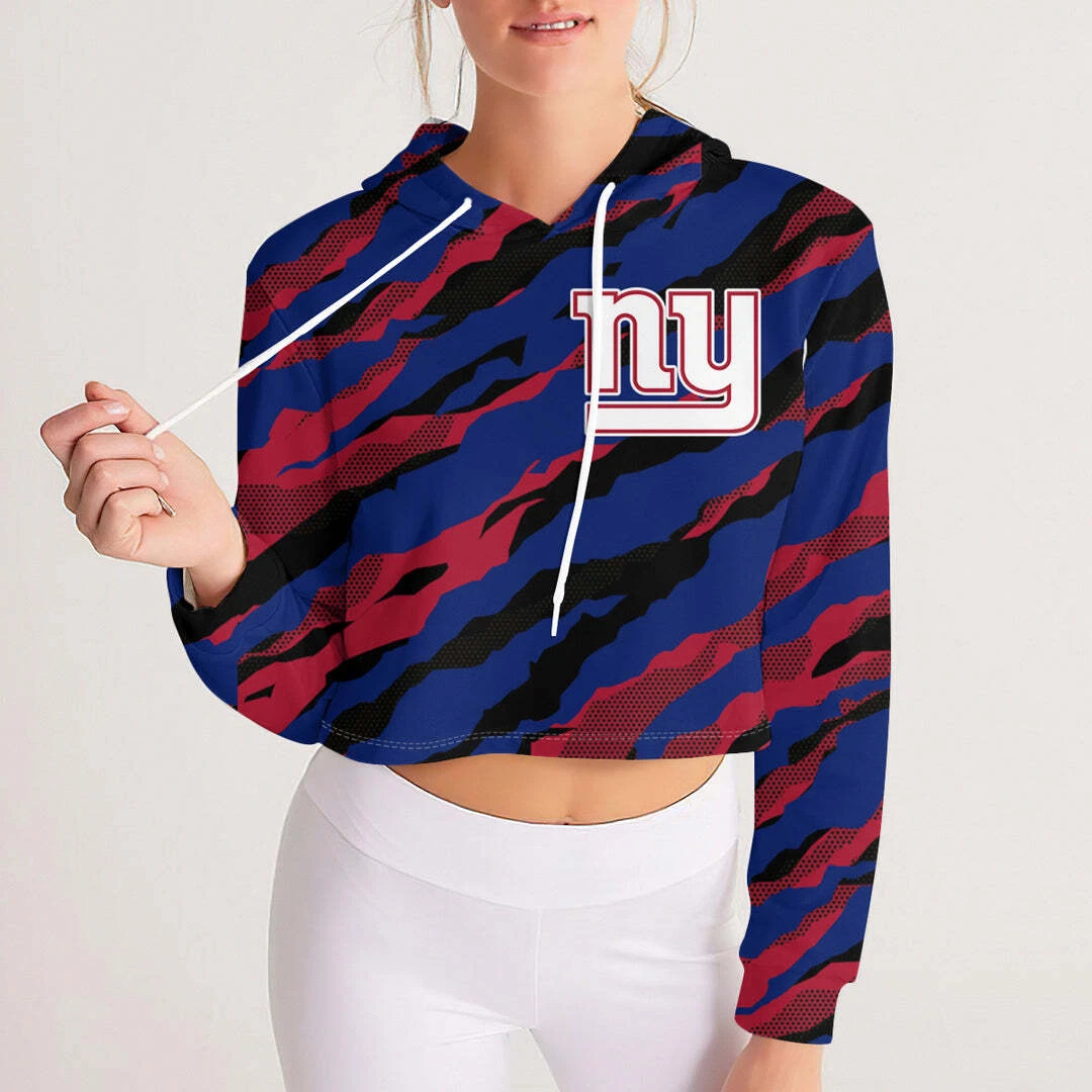 New York Giants Womens Crop Top Hoodie Casual Pullover Cropped Sweatshirt  Gifts | eBay