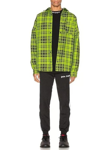 Palm Angels Logo Overshirt 44 XS Mens Green & White Plaid Check NWT - Picture 15 of 15
