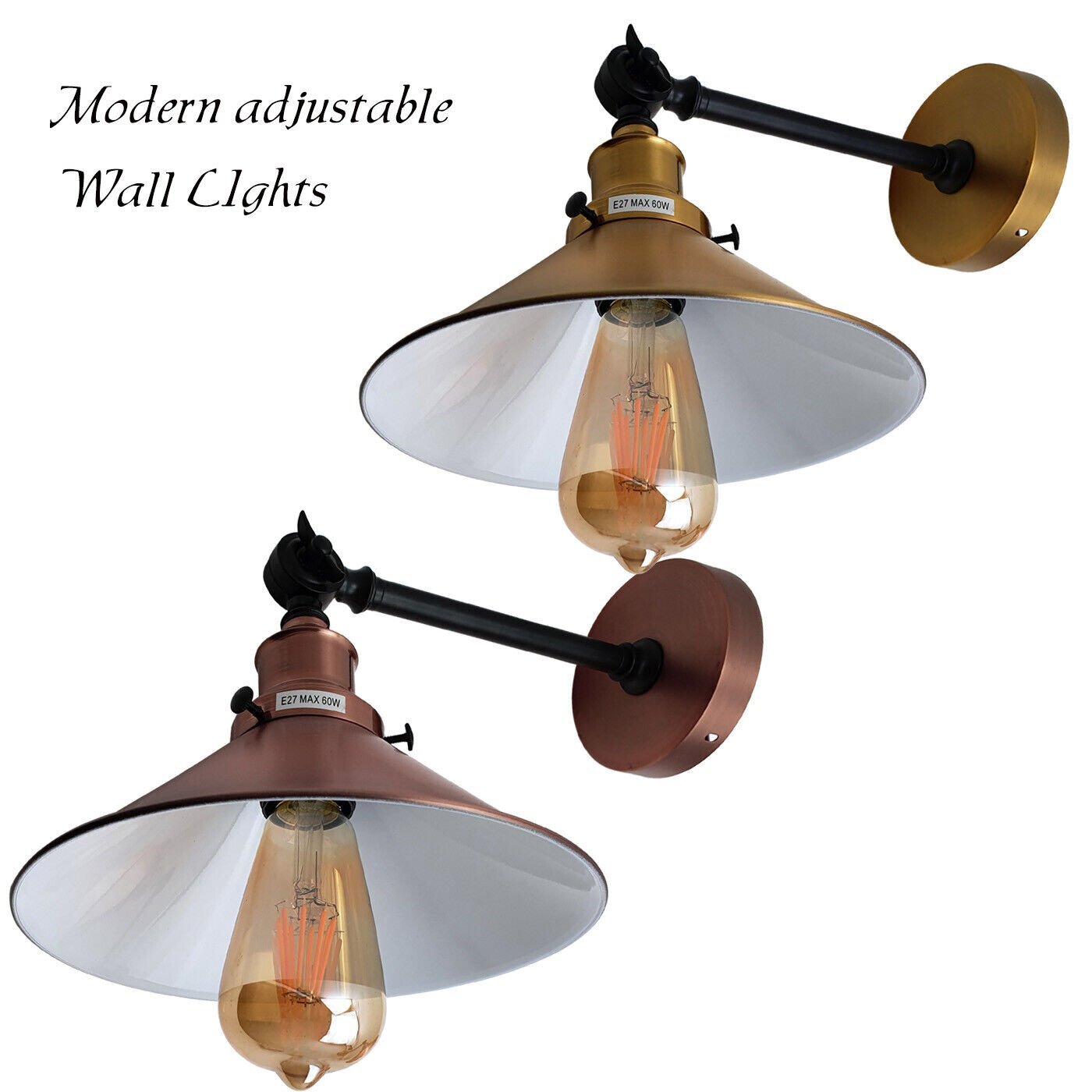 Modern Vintage Industrial Indoor Wall Light Fitting Polished Colour Lounge Lamp eBay