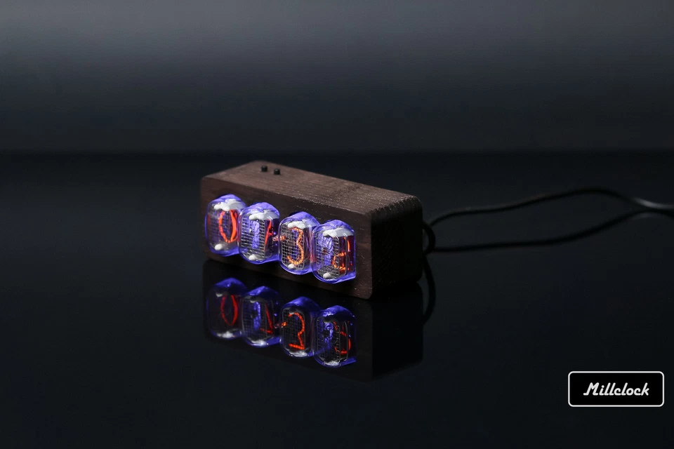 IN-12 NIXIE TUBE CLOCK ASSEMBLED WOOD ENCLOSURE AND ADAPTER 4-tubes by MILLCLOCK - Image 2 of 4