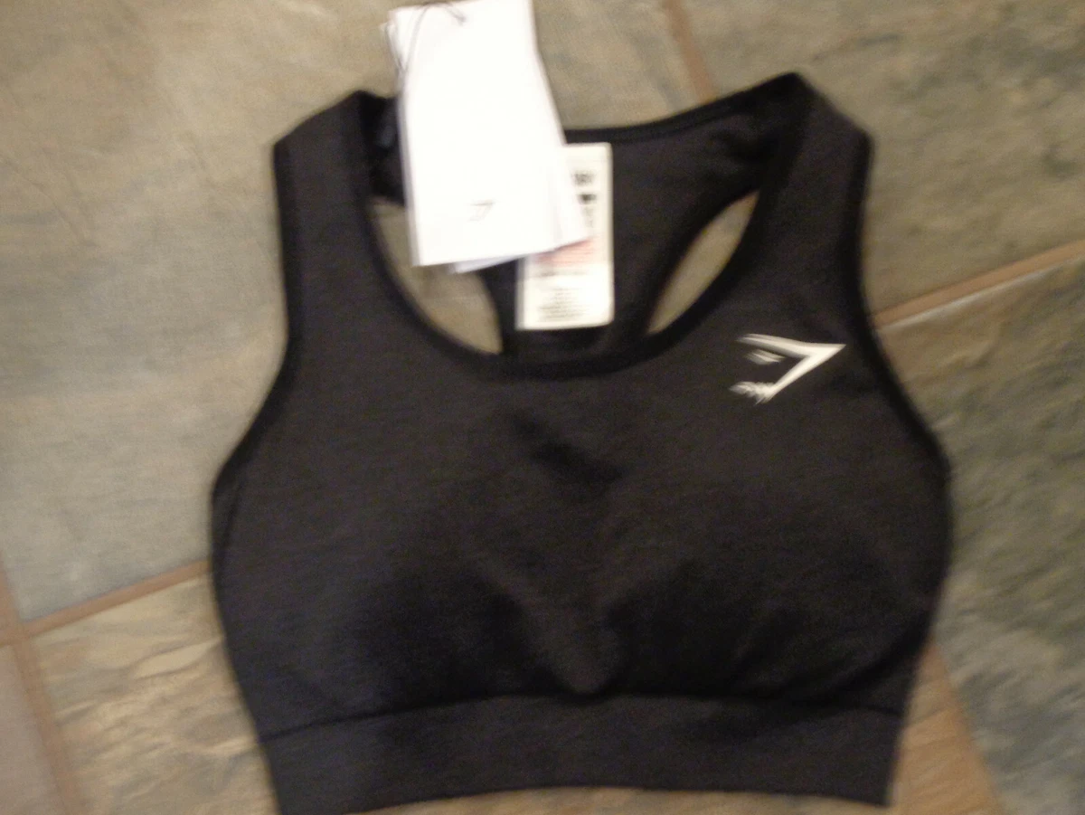 GYMSHARK VITAL SEAMLESS SPORTS BRA IN BLACK MARL SIZE XS NEW