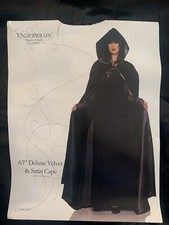 Brand New 63" Deluxe Velvet  Satin Cape Adult Costume Accessory Black 