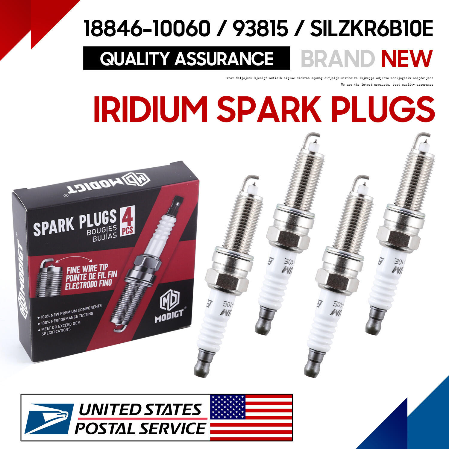 4PCS Spark Plugs Iridium 18846-10060 For Hyundai Accent Kia Rio Soul SILZKR6B10E