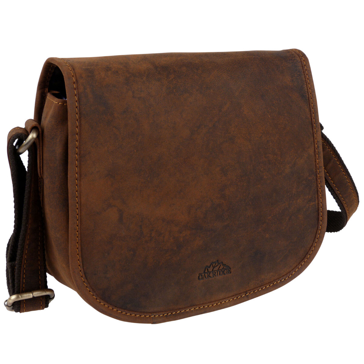 Oakridge Brown Hunter Leather Ladies Crossbody Saddle Bag