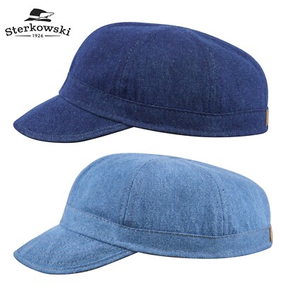 Sterkowski Mechanic Baumwoll-Denim Jeansmütze Elegant Elegant Schirm UPF Blau