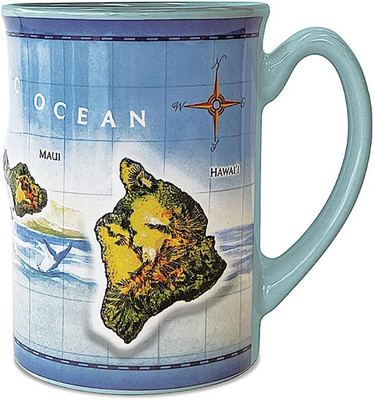 14 Oz. Boxed Hawaiian Embossed Coffee Mug Islands