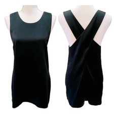 Theory Black Satin Crisscross Slip Dress Medium