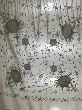 Antique Chinese Hand Embroidered Silk Floral Piano Shawl 43x39 inches