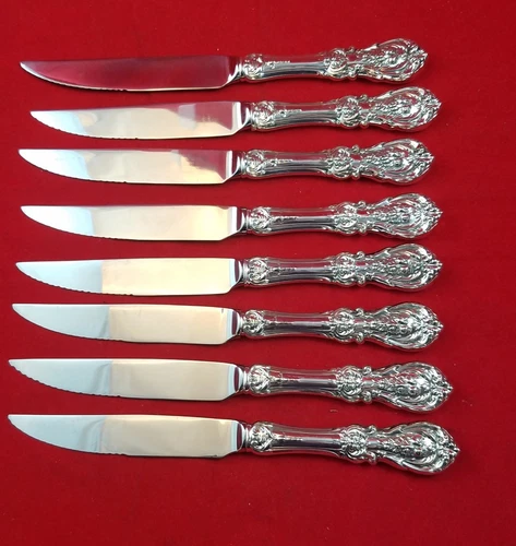 Set of 8 Francis I by Reed & Barton Sterling Serrated Steak Knives Custom Made