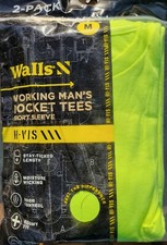 NWT Walls 2 Pack Med. Working Men's Short Sleeve Pocket T Shirts Hi-Vis Yellow
