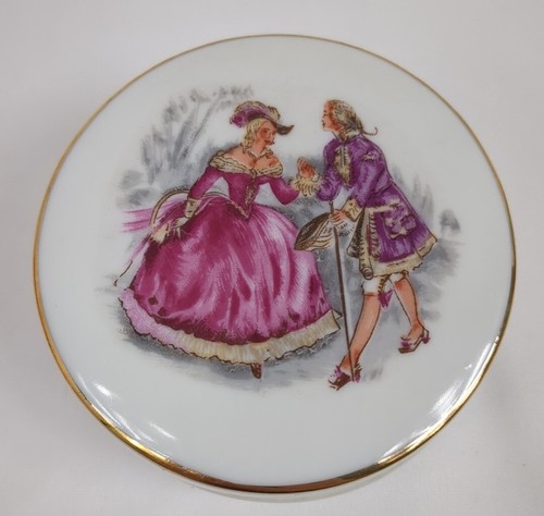 Vintage Porzellan La Parisienne Hof Paar Trinkset Box Geschirr Wahrzeichen 3,5 Zoll
