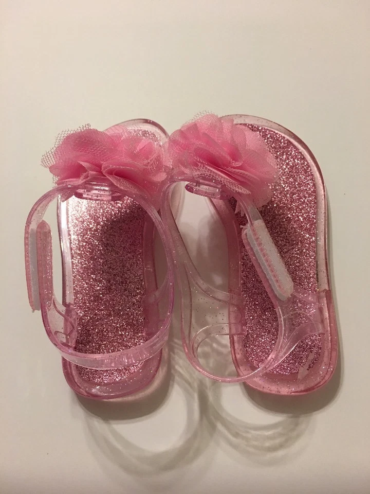 Girls Children Sandals Shoes Size 7 Pink Glitter Jelly Baby - Image 3 of 4
