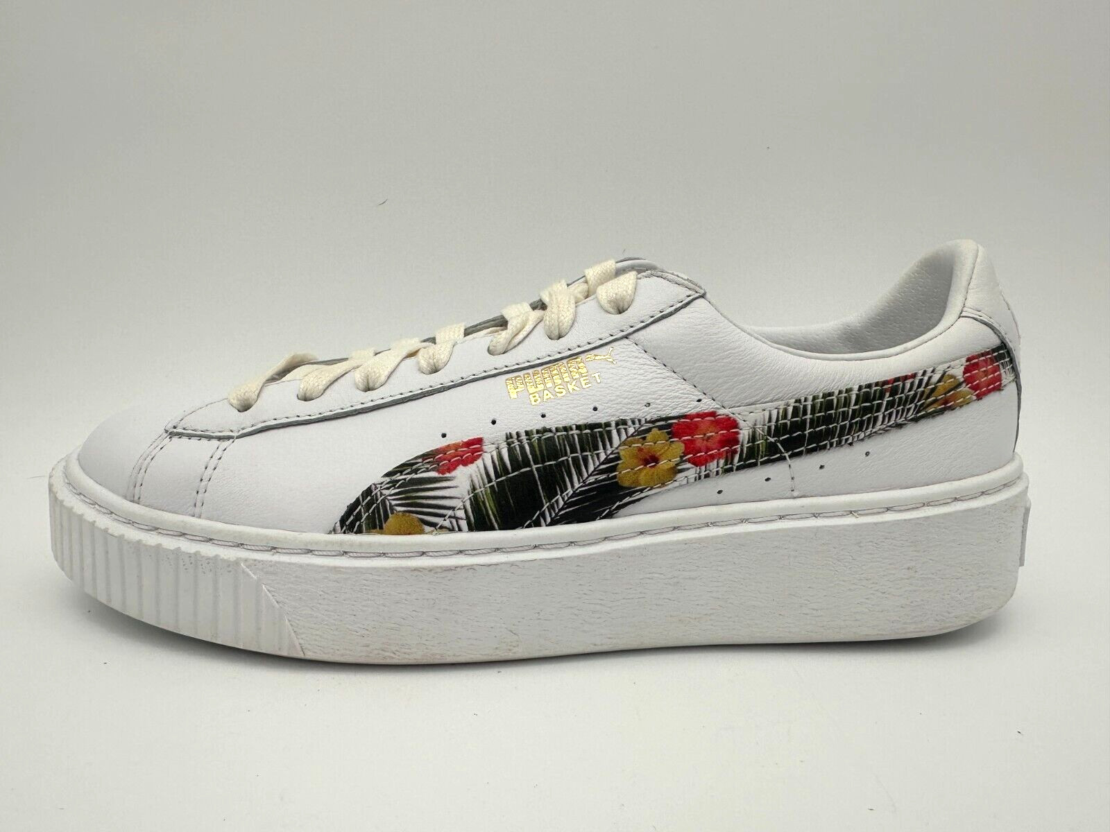 Puma Kids Unisex Basket Platform Aloha Size 6.5C White
