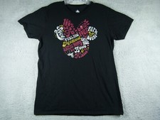 Disney Minnie Mouse Head Silhouette Word Art Adult T-Shirt - Medium