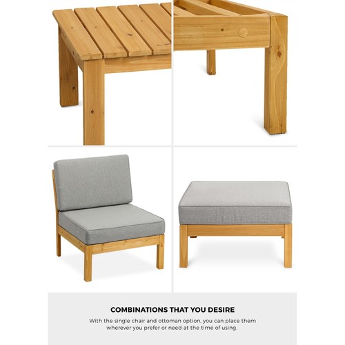Livsip 7 Seater Outdoor Lounge Setting Garden Furniture Wooden Sofa Table Set - Picture 7 of 11