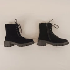 Top Moda Women's Solid Black Suede Boots Size 8.5 Laced & Zipper