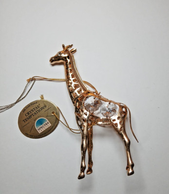 STUDDED GIRAFFE FIGURINE ORNAMENT 24K GOLD PLATED CRYSTAL TEMPTATIONS