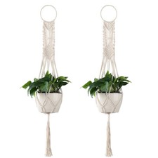2Pcs Vintage Macrame Plant Hanger Flower Pot Holder 41inch Hanging Rope Basket