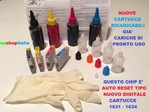 KIT 4 CARTUCCE RICARICABILI AUTORESETTANTI 16XL STAMPANTE WF-2630..