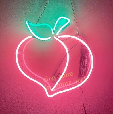 Peach Fruit Acrylic Neon Sign 14''x10'' Light Lamp Room Gift Wall Artwork Show MM