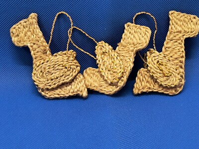 Handmade Woven Twine Bird Chrismas Ornaments (3) 3'' x 2'' VTG