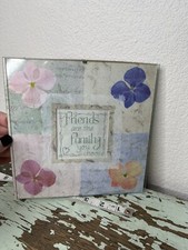 Cross Stitch finished Floral Friends Family Picture Behind Glass frame