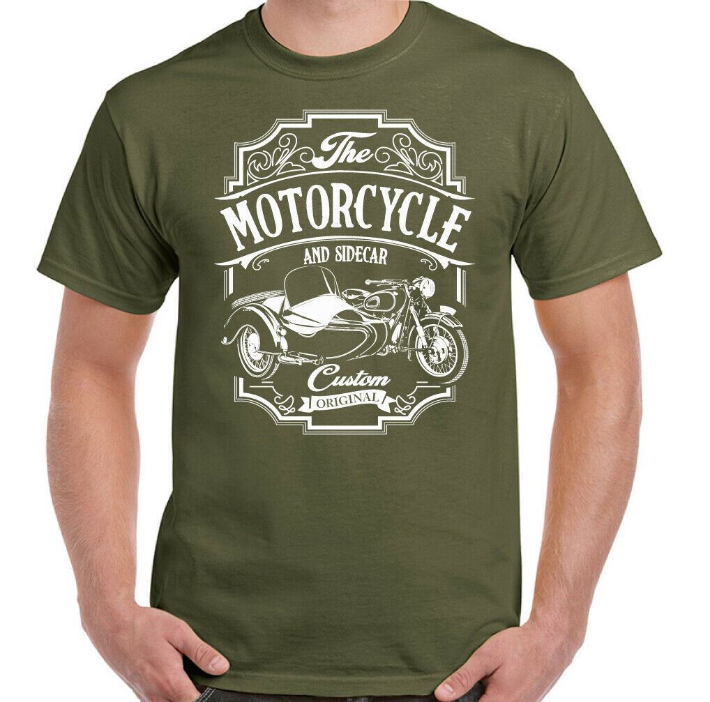 Motorcycle & Sidecar T-Shirt Mens Funny Biker 3 Wheels Motorbike