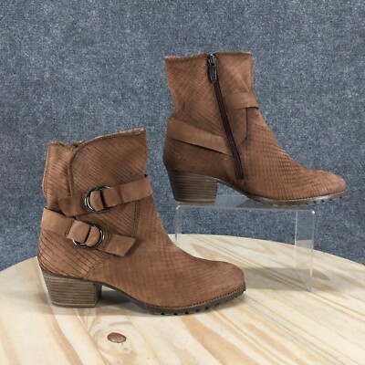 Tamaris Boots Womens 39 Ankle Bootie Brown Buckle Casual Comfort Block Heels
