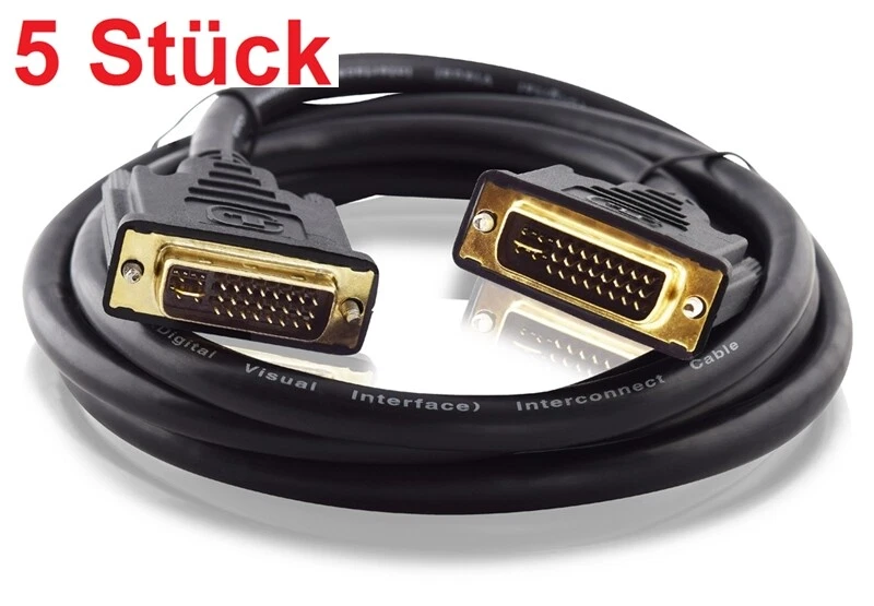 2m DVI-I Kabel 24 + 5 Dual Link Stecker für PC Monitor Computer Laptop FullHD - Bild 2 von 3