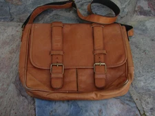 Claire Chase Women's Leather Laptop Computer Tote Bag in Cognac