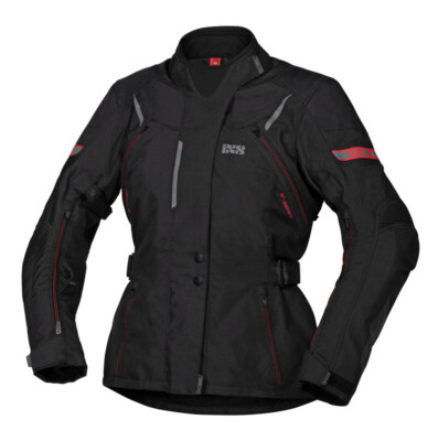 IXS Liz-St Size Dxs Ladies Motorcycle Jacket Waterproof With Safety Black-Red