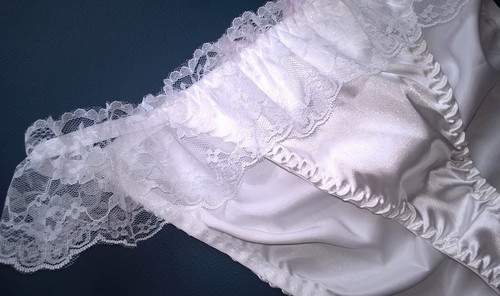 Sexy White Satin Scrunch Bum Women's Panties Knickers Sissy TV CD 34" - 38" + - Picture 6 of 14