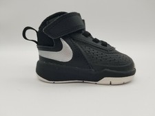 Baby Nike Team Hustle Black White High Top Pull On Sneakers Infant Size 2C EUC