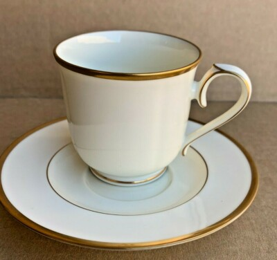 #ad #ad 1 Footed Cup Saucer Noritake Troy White Cream Gold Rim Verge 9726 Japan $29.99