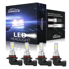9005 9006 LED Headlights Kit Combo Bulbs 6000K High-Low Beam Super White Bright