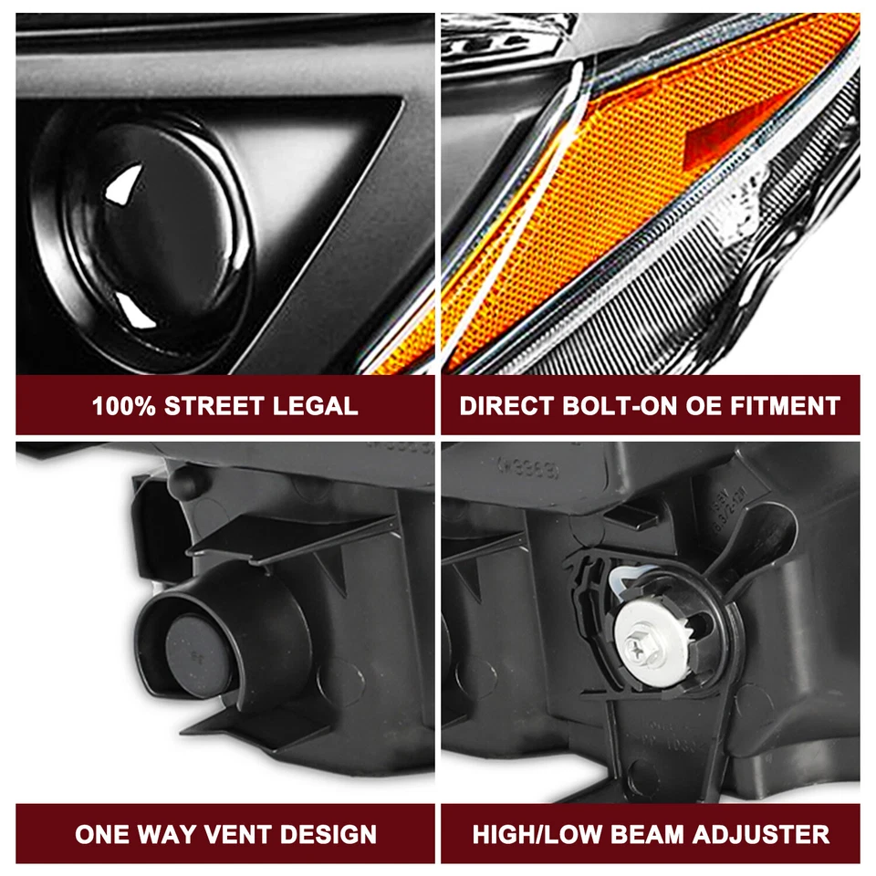 For 2016 2017 2018 Toyota Rav4 Halogen Black Headlights Headlamps Left+Right Set - Image 4 of 4