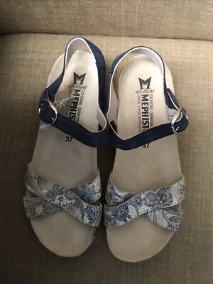 MEPHISTO NEW Stela Light Sand Metallic Leather Sandals Womens Sz 7 US 37 EU