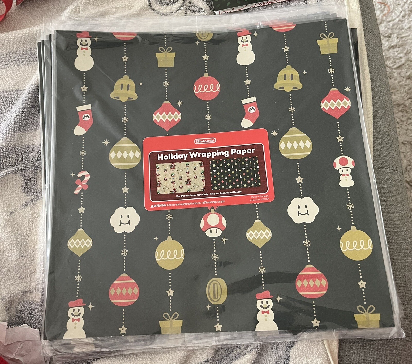 PROMO Nintendo Super Mario Christmas Holiday Gift Wrapping Paper NEW