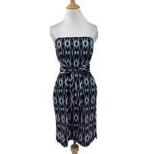 Athleta Ikat Anywhere Mini Dress Women 0 Aztec Strapless Belted Pocket Tie Waist