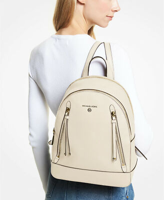 Michael Kors Cream Pebbled Leather Backpack ?MICHAEL KORS BROOKLYN MD BACKPACK LIGHT CREAM LEATHER  main image 3