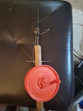 Lakco Ice fishing Rattle Reel And Vintage Wooden Ice Fishing