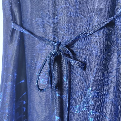 Abito vintage junior senza maniche blu scuro floreale scintillante 7 Y2K Fairygrunge - Foto 3 di 8