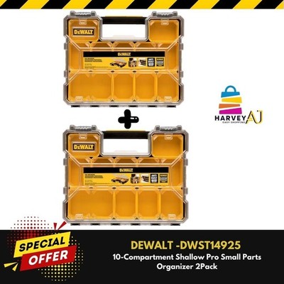 DEWALT DWST14925 10-Compartment Pro Small Parts Organizer Bits Storage-2PACK